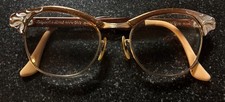 50s Bausch Lomb Voc 12k Gold Filled Alum Browline Eyeglasses Cat Eye Mcm 46/20