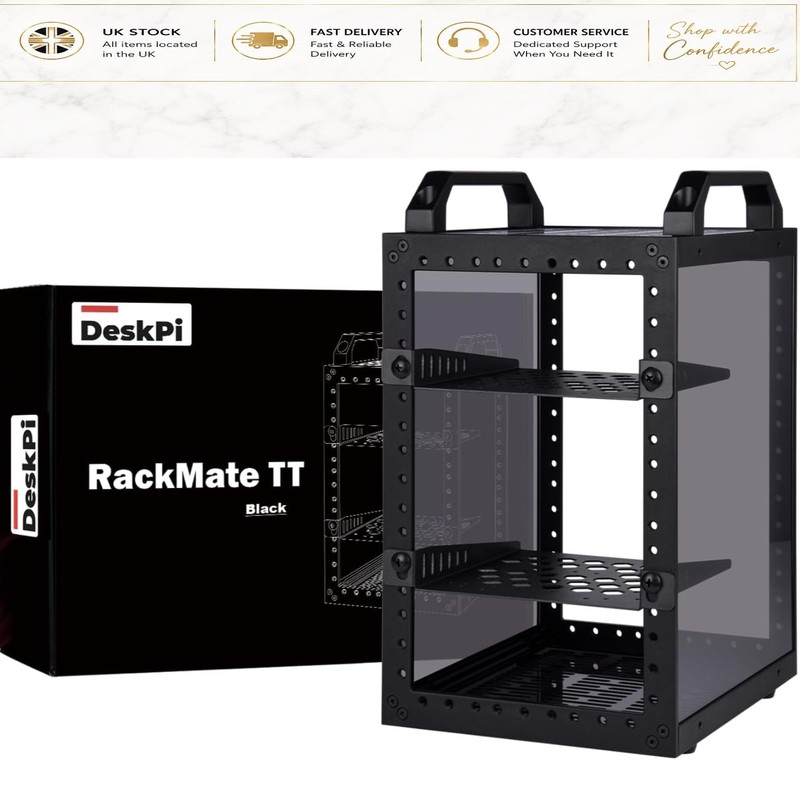 Lightweight Aluminium Mini Server Cabinet with Dual Shelves - DeskPi RackMate TT
