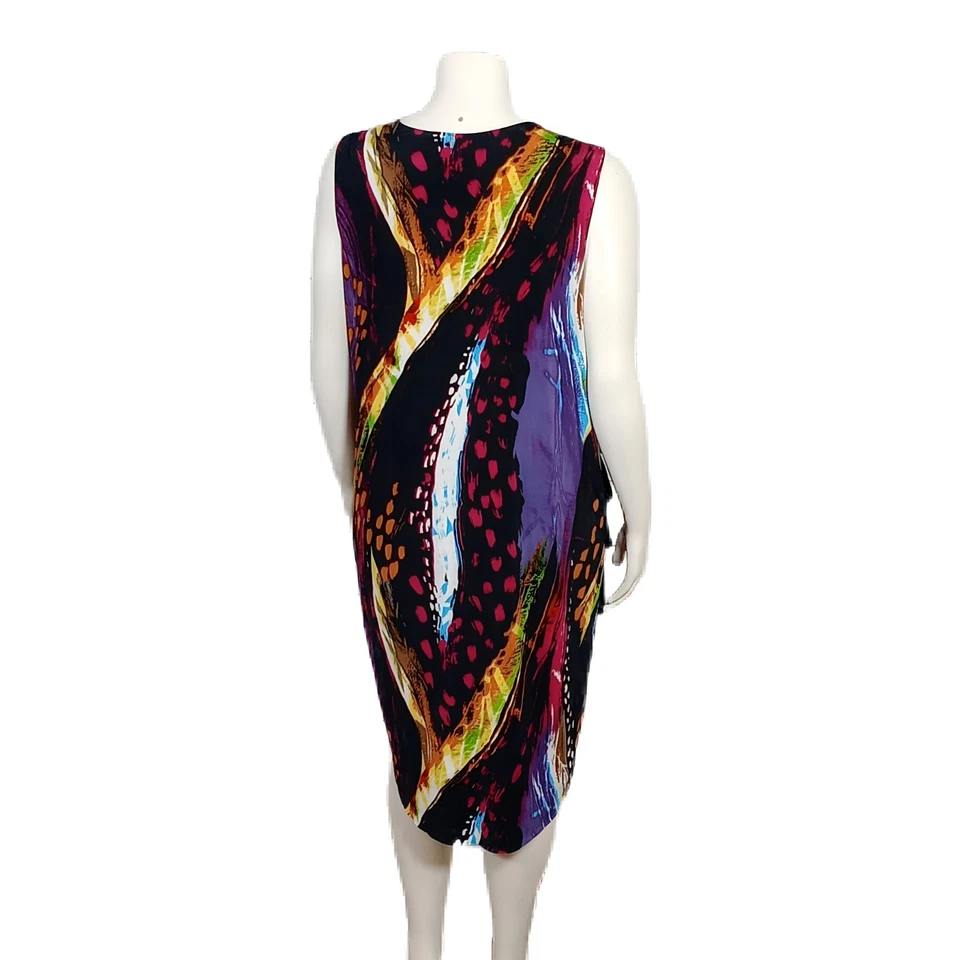 Vestido T-Bags Los Angeles 2X Sin Mangas Torcido Frontal Cuello en V Bodycon Artístico Plus Foto 3 de 4