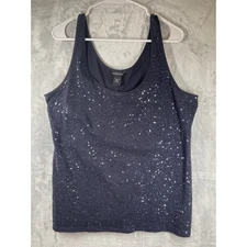 MODA INTERNATIONAL Womens Sequin Tank Top Sz XL EUC Scoop Neck