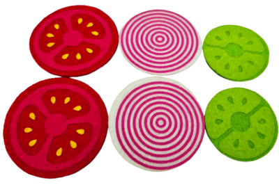 Play Food Sliced Tomatoes, Onions & Pickles