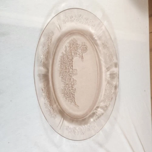 Vintage Federal Pink Depression Glass Sharon Cabbage Rose Oval Platter/Dish