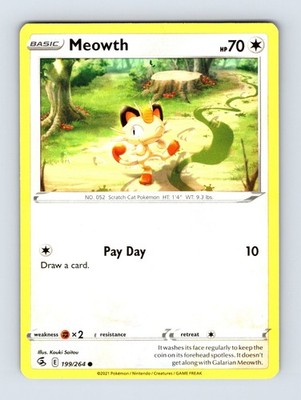 Meowth - Fusion Strike 199/264 - Common - NM - Pokémon