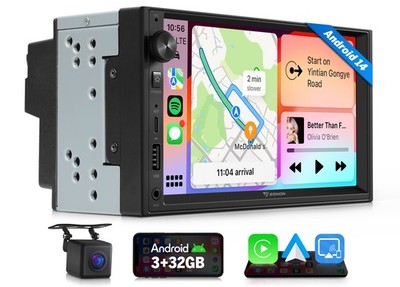 Eonon UX7 Android 14 7'' IPS Double 2 Din Car Stereo Radio Bluetooth CarPlay GPS