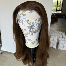 T Lace Frontal Wig Long Wavy Light brown Pre Plucked Heat Resistant Hair Layered