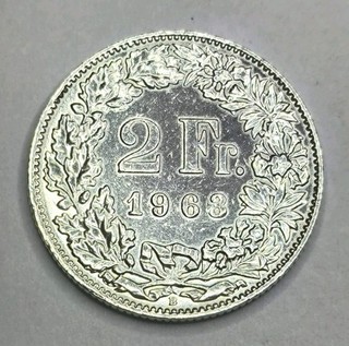 Schweiz 2 Franken 1963 B 835 Silber 28 mm 10 0 Gramm
