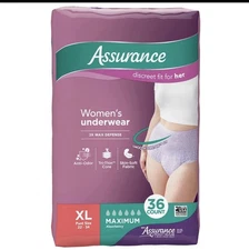 Assurance Women's Incontinence & Postpartum Underwear, XL ,Absorbency (36 Count)
