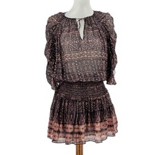 Ulla Johnson Silk Sheer Smocked Dress Size 2