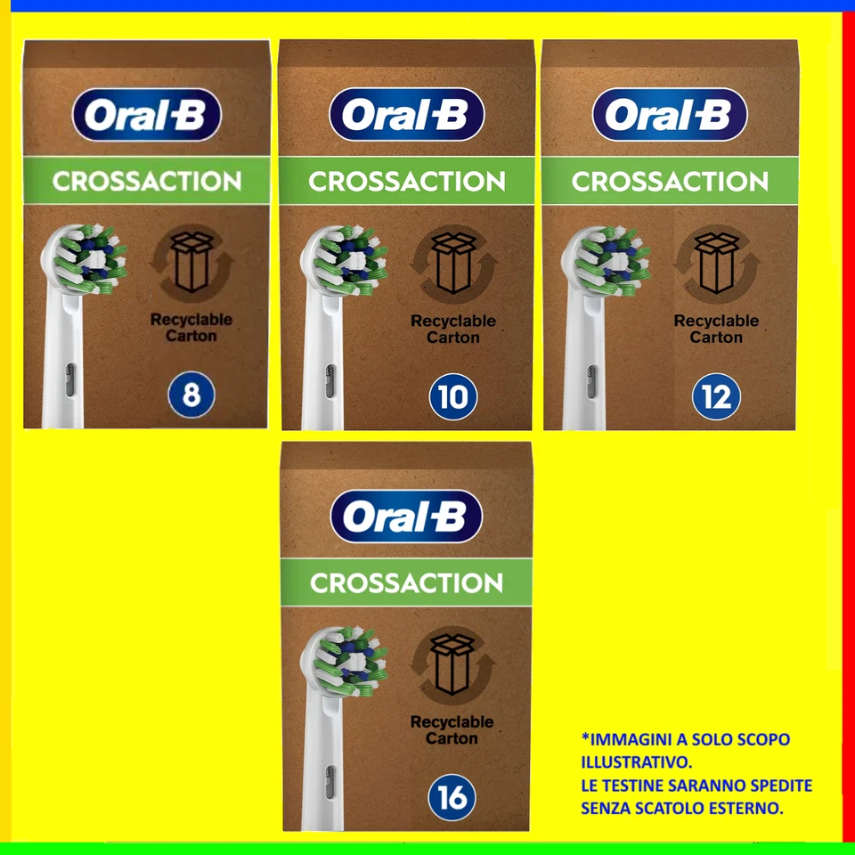TESTINE RICAMBIO PER ORAL-B CROSSACTION CROSS ACTION 8X 10X 12X 16X SPAZZOLINI