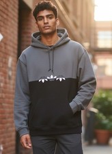 MENS ORIGINAL ADICOLOR SLICED TREFOIL HOODIE BLACK BLUE RETRO