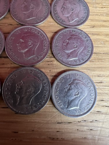 Lotto lavoro monete sei pence Giorgio VI 1939 1941 1942 1946-1951 X 9 monete - Foto 14 di 14