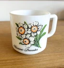 Vintage Brockway Flower of the Month Milk Glass Mug December Narcissus 10 Oz