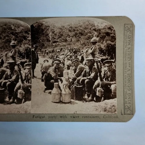 WW1 Military Stereoview C1916 Real Photo Turkey Gallipoli Water Distribution