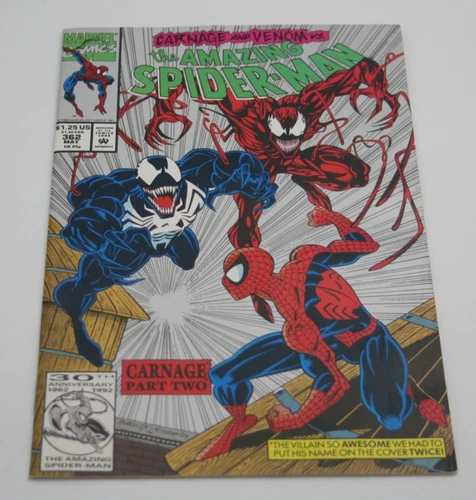 Amazing Spiderman 362 2nd Printing Silver Marvel Carnage 2 Comic Book