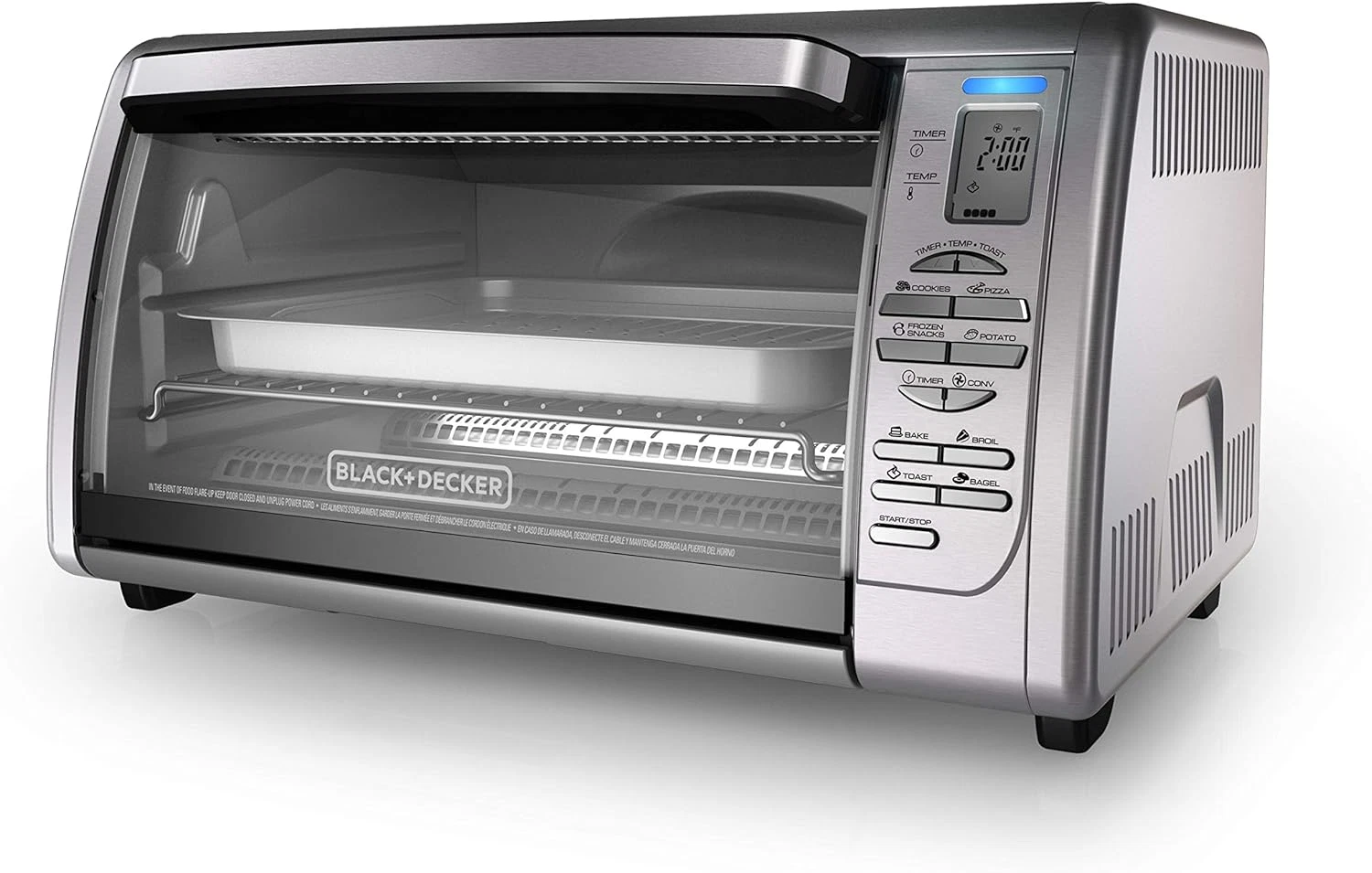 Black+Decker Countertop Convection Toaster Oven, 8 One-Touch Cooking Functions,