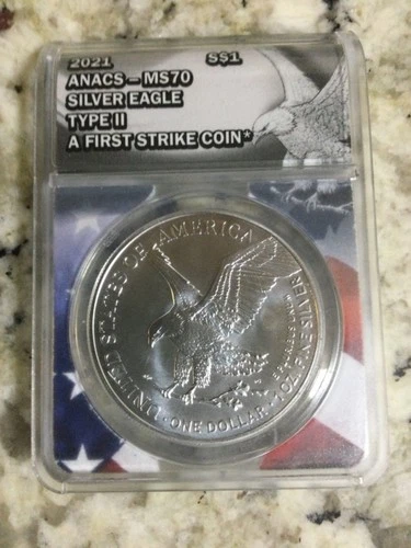 2021 TYPE II American Silver Eagle Graded MS70 by ANACS