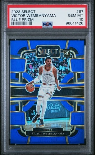 Victor Wembanyama 2023 Panini Select RC Blue Prizm PSA 10 #87 Spurs