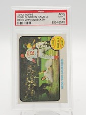 REDS WIN SQUEEKER 1973 TOPPS WORLD SERIES GAME 3 #205 PSA 9 Q7113