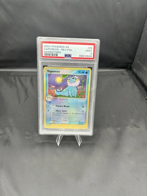 Pokémon 2003 Sandstorm Vaporeon 25/100 Rare Reverse Foil PSA 9
