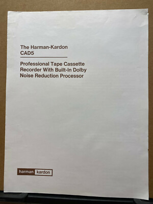 Vtg Harman Kardon Brochure ~ CAD5 Cassette Tape Recorder