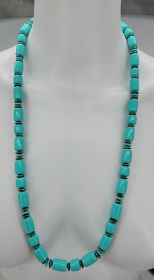 AZ Turq w/ Silver Rope Spacers Necklace main image 0
