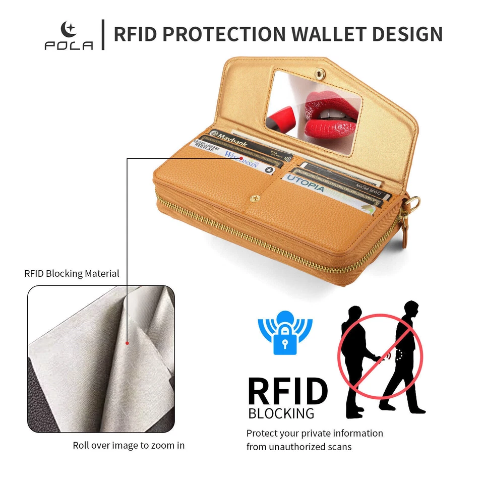 Leather Strap Handbag Wallet Phone Case For iPhone 11 12 13 14 15 Pro Max XR XS - Image 4 of 4