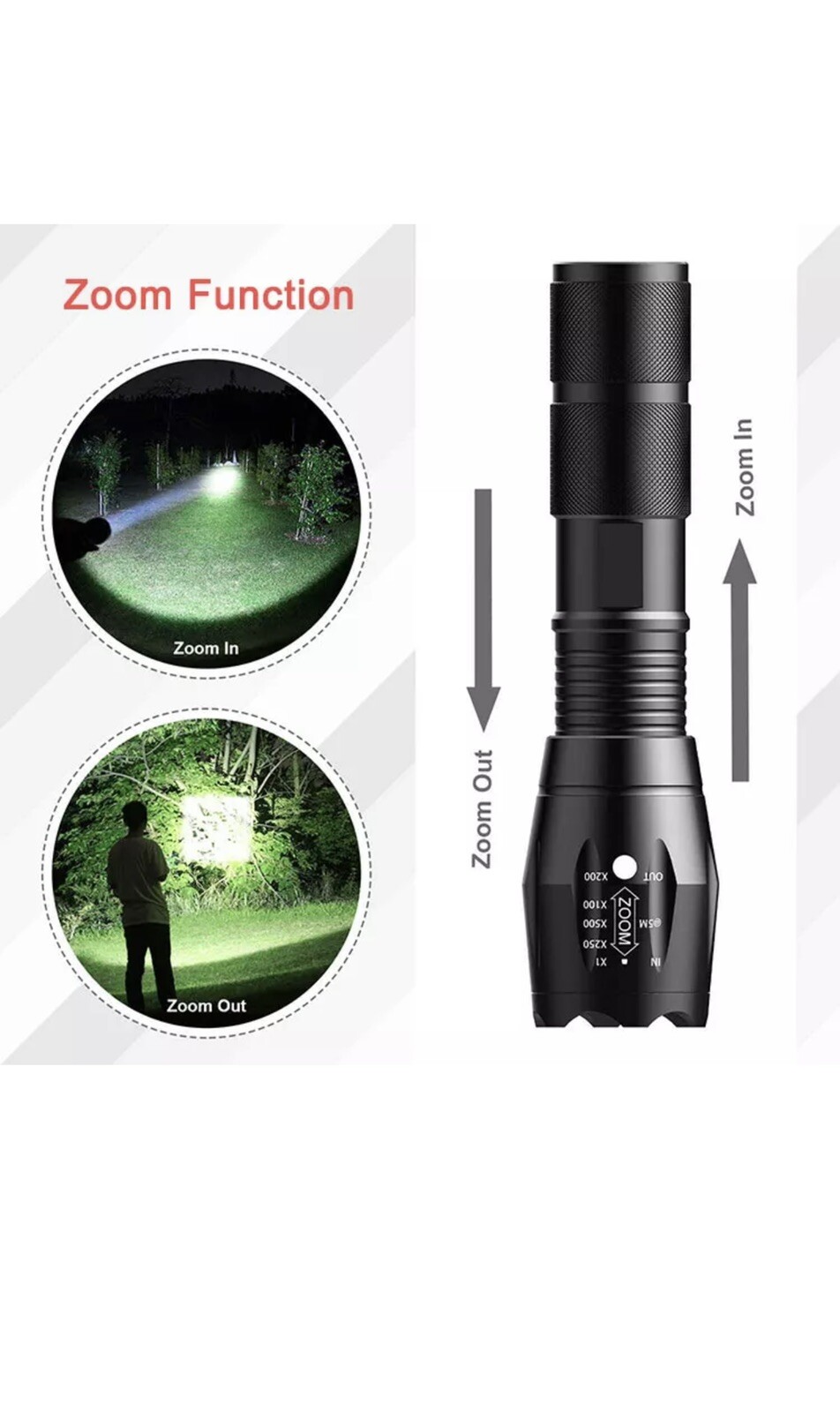 Super Bright Tactical Military LED Flashlight flash light 2000 Lumen 10000 LUX! - Picture 7 of 10