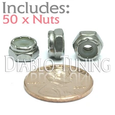 #6-40 NM - Qty 50 - Nylon Insert Hex Lock Nut SAE UNF - A2 Stainless Steel 18-8