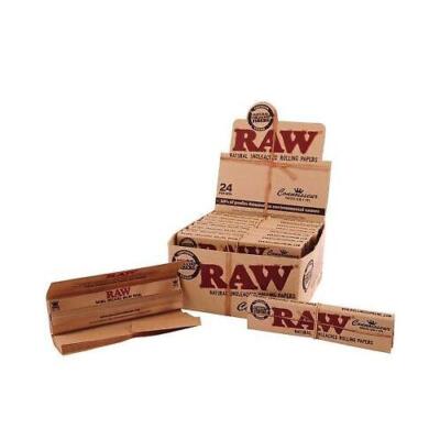 Volle Schachtel mit 24 Heften RAW Kenner King Size Slim Blättchen mit Spitzen