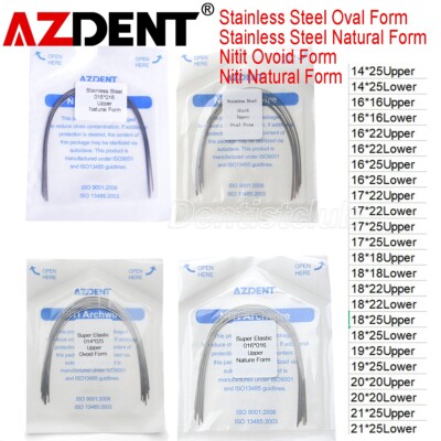 AZDENT Dental Super Elastic Niti Rectangular Arch Wires Ovoid /Nature Form USA