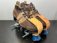 Vintage Dominion Canada Marathon Men 6 Women 8 Roller Skates Brown Suede Street