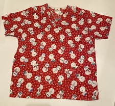 Peaches sm/med Snowman Scrub Top