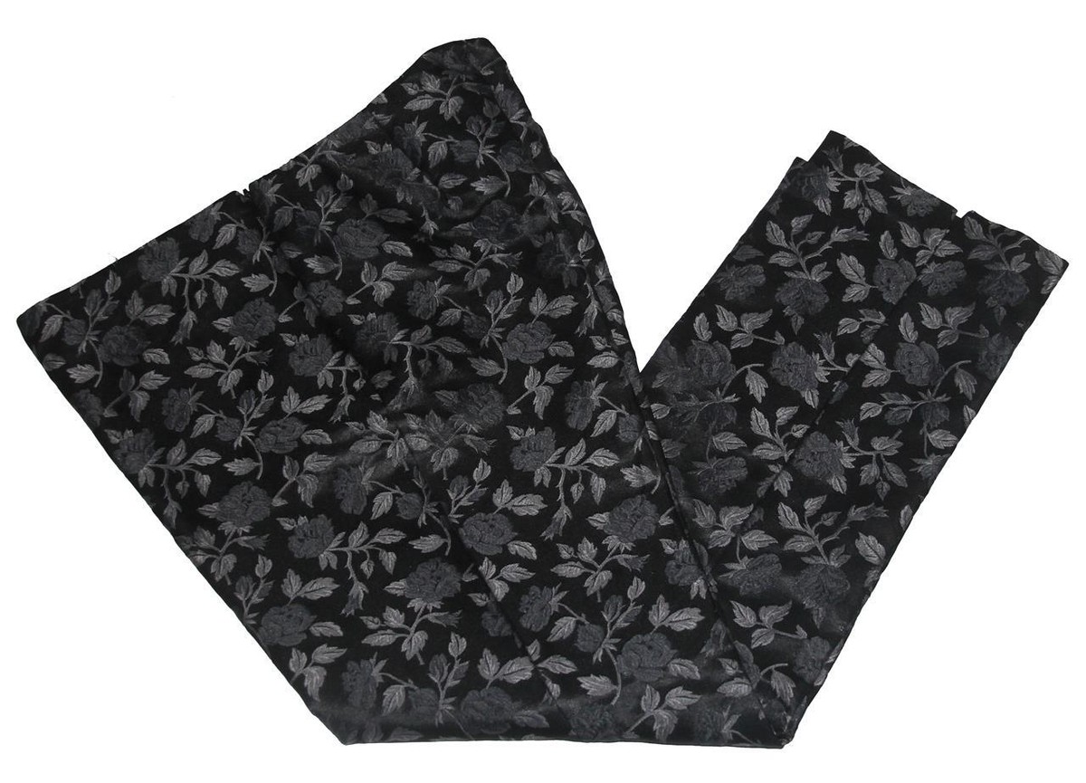 VTG INC Grey Black Shimmery Textured Roses No-Waist Zipper VTG INC Grey Black Shimmery Textured Roses No-Waist Zipper