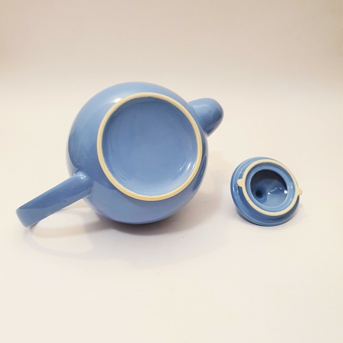 Tetera clásica de diseño tradicional inglés vintage cerámica esmaltada azul - Imagen 8 de 8
