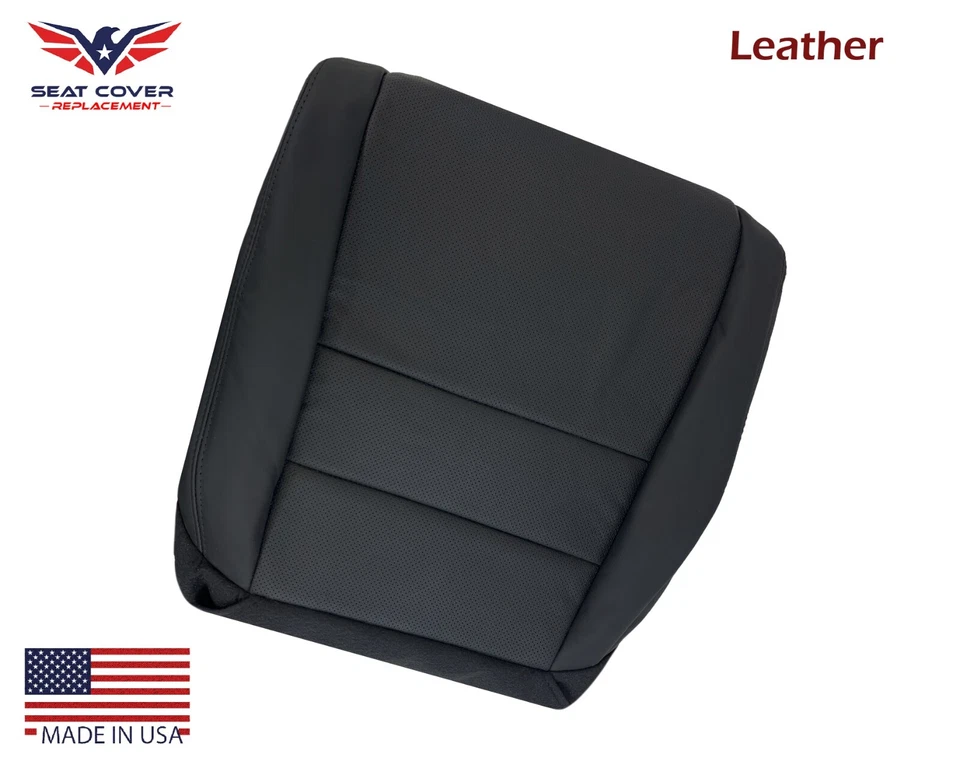 For 2005 2006 2007 2008 Acura TL Passenger Side Bottom LEATHER Seat Cover Black - Image 2 of 4
