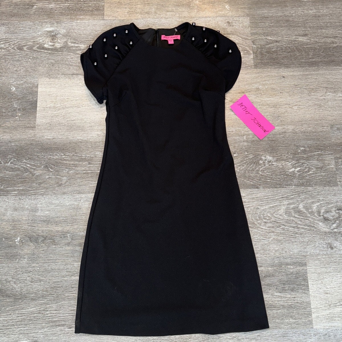 Betsey Johnson Womens Sz A Line Sheath Dress Black Cap Bead