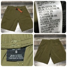 RVCA All Time Shorts Men  s S Green Hiking Side Zip Pocket Belted Inseam 8 