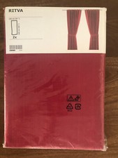 NUOVE tende Ikea RITVA 2 pannelli (1 paio) 100% cotone con cravatta posteriore 57" x 65" rosso