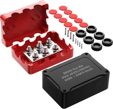 Joinfworld Heavy Duty 500A Bus Bar Waterproof Power Distribution Red&Black