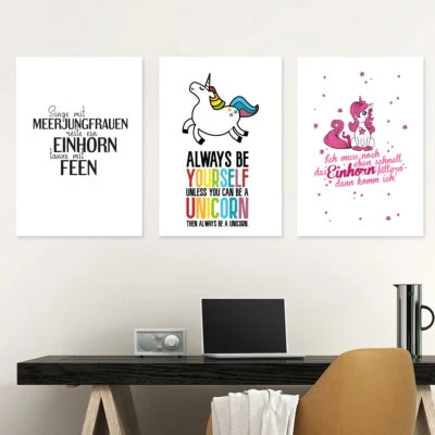 JUNIWORDS Poster "Einhorn" verschiedene Motive Geschenk Geburtstag DIN A4 A3 A2  - Bild 1 von 2