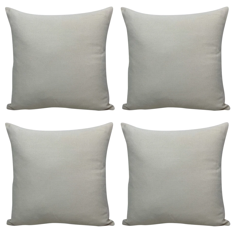 Set of 4 Jute Hessian Cream Cushion Covers- X-thick Elegant 18x18" 45x45 Zip - Image 4 of 4