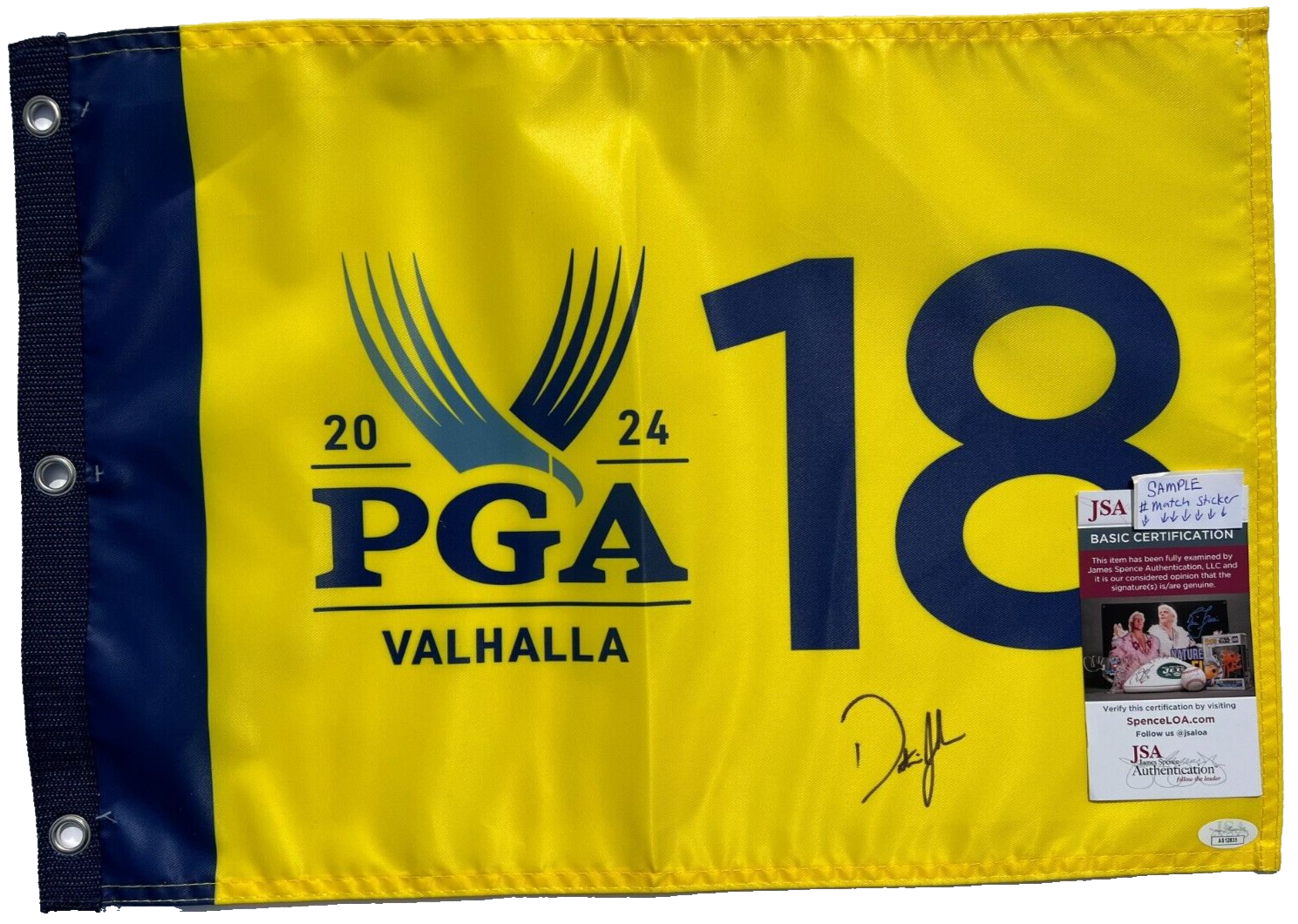 Dustin Johnson Autographed Signed 2024 Pga Championship Pin Flag Valhalla Golf JSA 