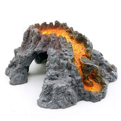 Tank Decoration Volcano Landscape View Tank Ornament Volcanic Stone Fish Tank...