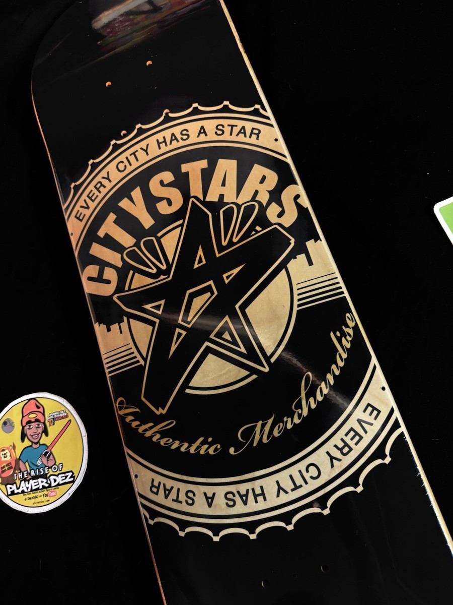 RARE City Stars Crimson Natural Wood Black NOS Skateboard
