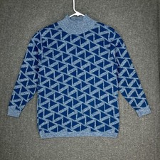 Vintage Southern Lady Sweater Womens Size Large Blue Triangle Geometric USA Made
