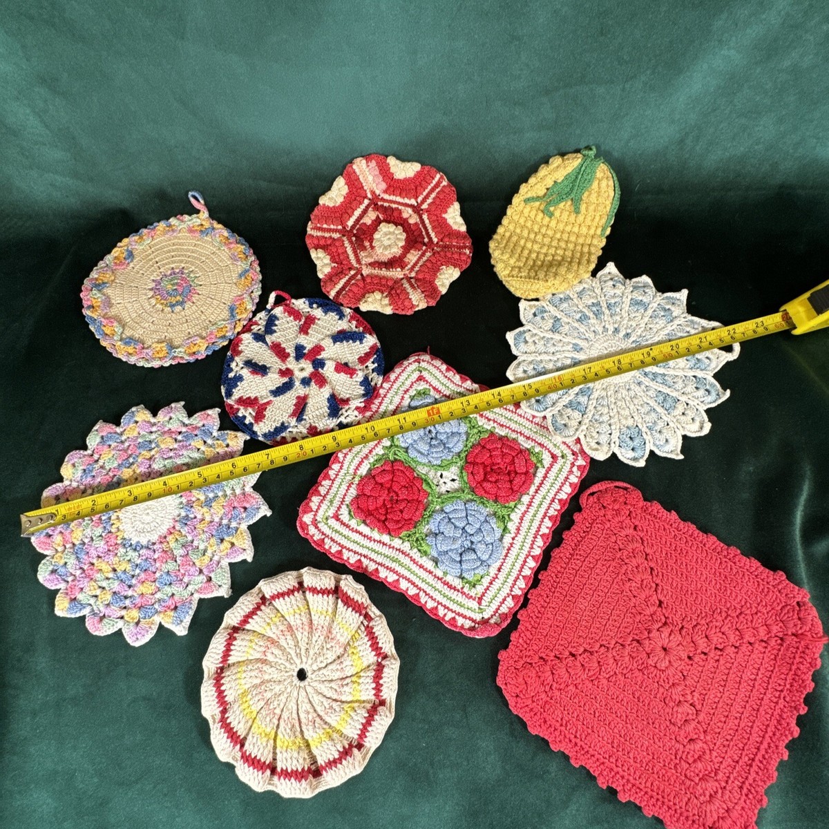 Lot Of 9 Vintage Pot Holders Crocheted Hot Pots | eBay