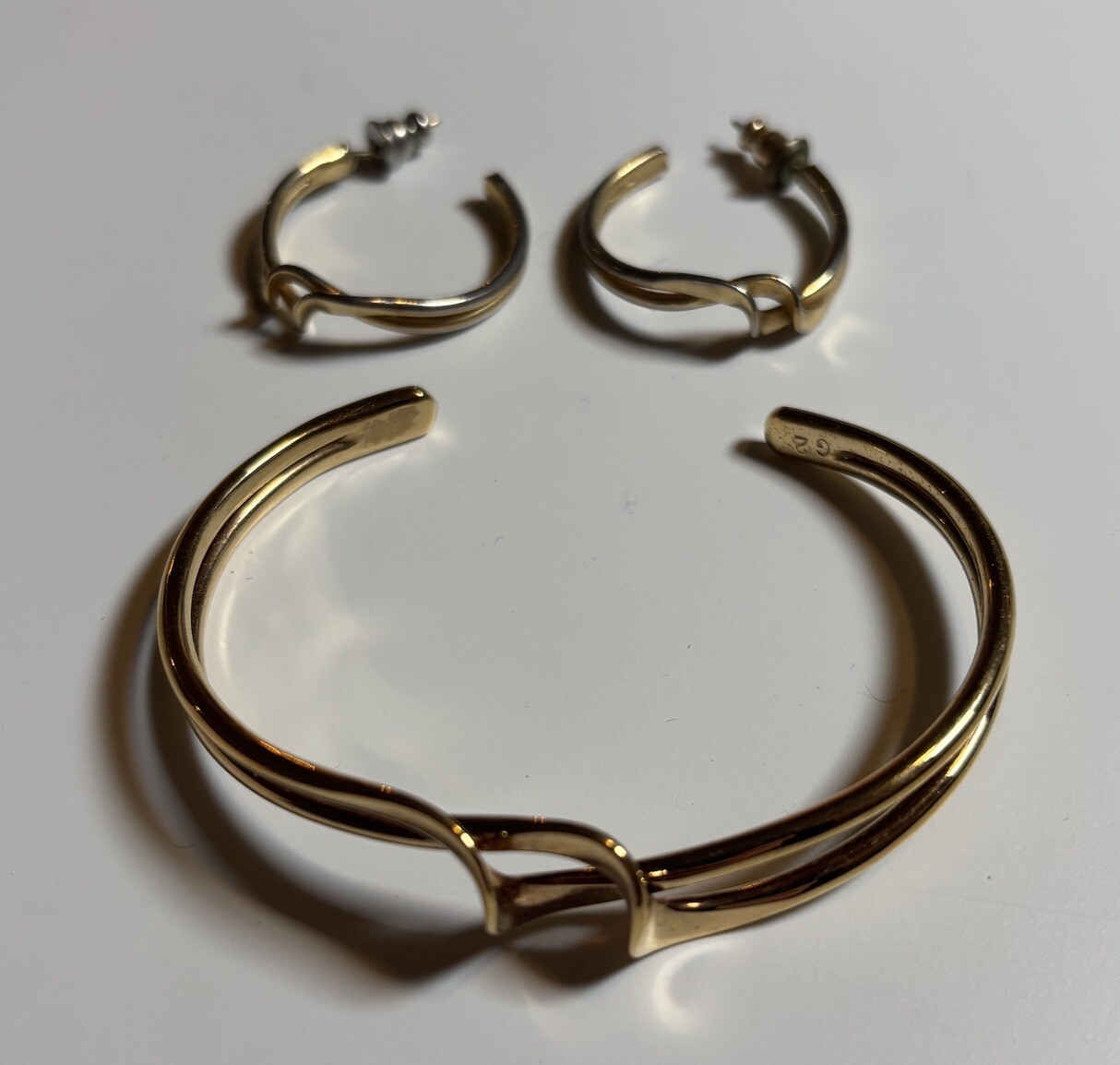 Vintage Sergio Lub California Gold & Silver Tone Twisted Metal Cuff Bracelet