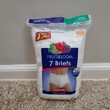NOS Men's Vintage 2009 Fruit Of The Loom White Briefs Pack of 7 Size XL 42 44