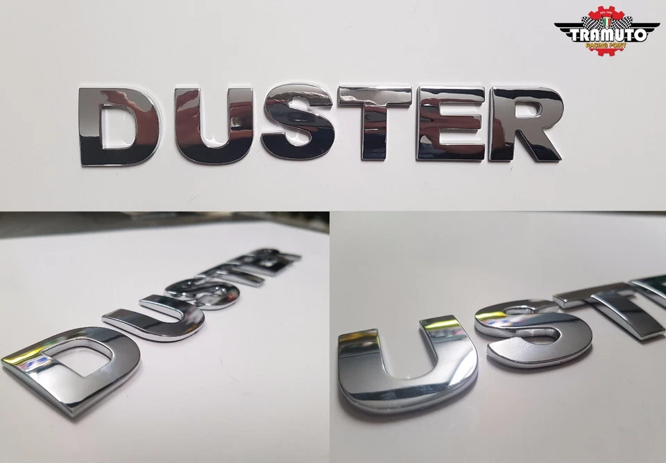 LAMPA SCRITTA DUSTER CON BIADESIVO - CROMATA - PER ANTERIORE O POSTERIORE X DACIA