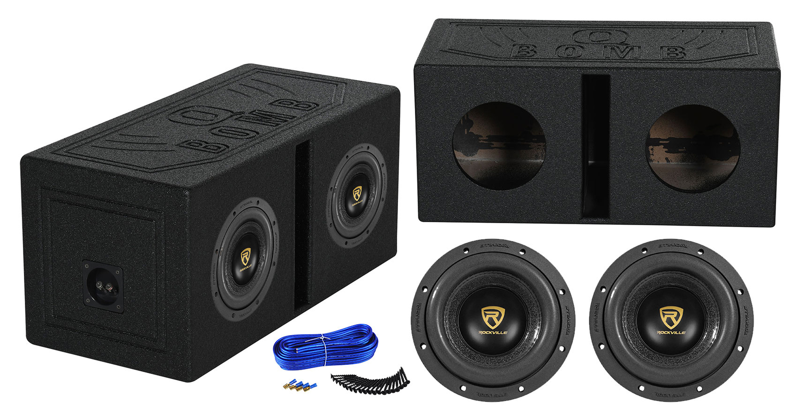 2 Rockville W8K9D4 8 автомобильных аудиосистем мощностью 2000 Вт Вентилируемый корпус сабвуфера 46190₽